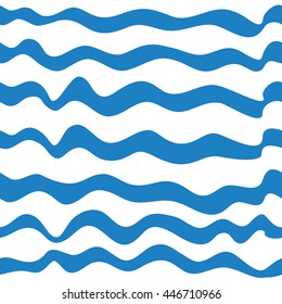 Vector seamless pattern of blue waves on a white background / seamless blue waves