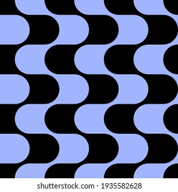 Vector seamless pattern with blue wavy lines . Repeating minimalistic geometric texture. Abstract monochrome background design.