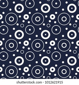 Vector seamless pattern. Blue and white circle. Abstract background