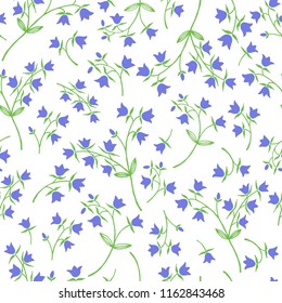 Vector seamless pattern with bluebell
flowers and leaves. EPS 10
