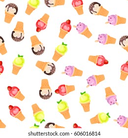 Vector seamless pattern with blueberries ice cream