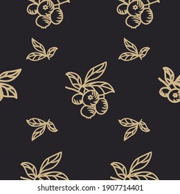 Vector seamless pattern blueberries on a dark background.Perfect for fabric, wallpaper, textures, ornament.