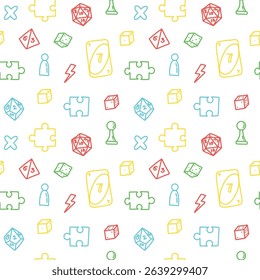 vector seamless pattern with board game elements. colorful wallpaper