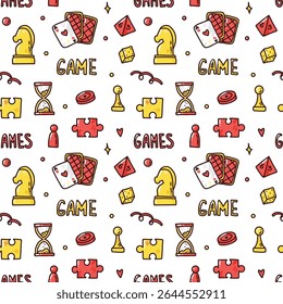 vector seamless pattern with board game elements. colorful wallpaper