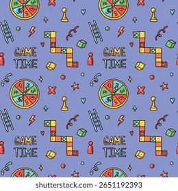 vector seamless pattern with board game elements. colorful wallpaper