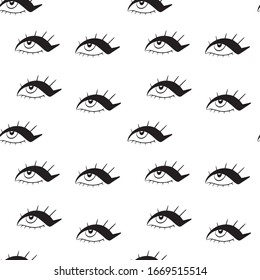 Vector seamless pattern in bohemian style. Repeating hand drawn tribal print to open eyes. Isolated background for web page, fabric design, scrapbook elements, wrapping paper, card, cover.