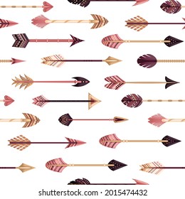 Vector seamless pattern with boho arrows in the flat style. 
