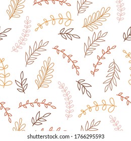 Vector seamless pattern. Boho floral background for nursery decoration with cute branches. Doodle modern illustration. Perfect for baby shower, birthday, children's party, clothing prints