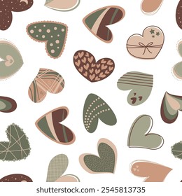 Vector seamless pattern with boho hearts. Valentine's Day pattern