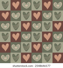 Vector seamless pattern with boho hearts. Valentine's Day pattern