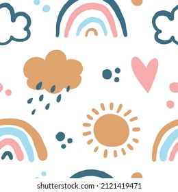 Vector seamless pattern boho rainbow