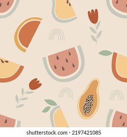 Vector seamless pattern in boho style. Minimalistic background for printing on fabric, children's clothing and other surfaces