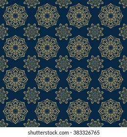 Vector seamless pattern in boho style. Henna mehndi design background. Ethnic, Indian, Islamic, Asian, Arabic, persian texture.