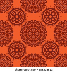 Vector seamless pattern in boho style. Henna mehndi design background. Ethnic, Indian, Islamic, Asian, Arabic, persian texture.