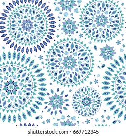 Vector seamless pattern in boho style. Mandala pattern.