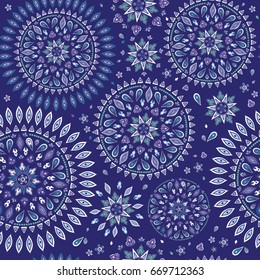 Vector seamless pattern in boho style. Mandala pattern.