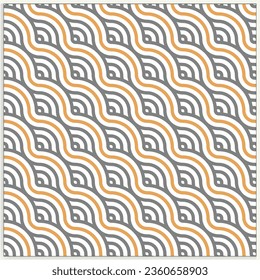 Vector seamless pattern with bold striped circles, and waves. Stylish geometric texture.