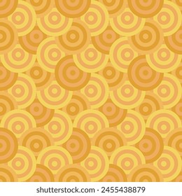 Vector seamless pattern with bold striped circles. Stylish geometric texture with vintage color