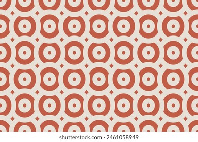 Vector seamless pattern with bold striped circles. Stylish geometric texture with vintage color