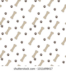 Vector seamless pattern with bone footprints. Can be used for wallpaper, web page background, surface textures.