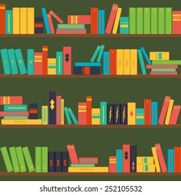 vector seamless pattern bookshelves