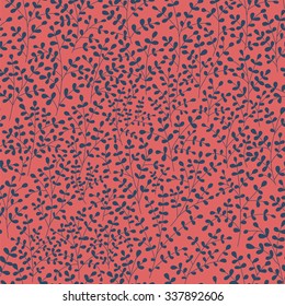 vector seamless pattern with botanical dark blue elements on bright pink background
