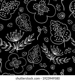 vector seamless pattern botanical outline illustration. For fabrics, textiles, paper, cards, wrapping paper and invitations 