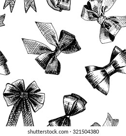 Vector seamless pattern with bow