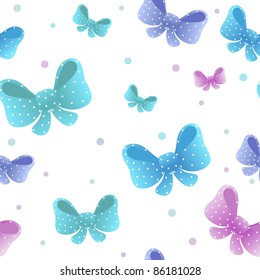 vector seamless pattern with bows and dots on white background