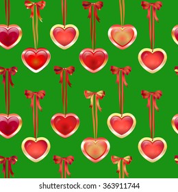 Vector  seamless pattern with  bows and hearts. For your design, cover, textile, fabric, surface textures, packaging