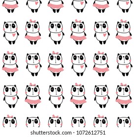 vector seamless pattern, boy and girl cute pandas