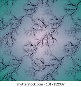 Vector seamless pattern. Branch of a tree with small leaves. Wallpaper. Use printed materials, decoupage maps, posters, postcards, packaging.