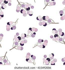 Vector seamless pattern with branches and berries. Nature seamless pattern
