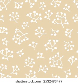 Vector seamless pattern with branches. Cute botanical design for wrapping paper, textile, wallpaper and backgrounds.