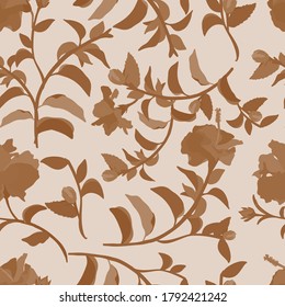 vector seamless pattern with branches and flowers.