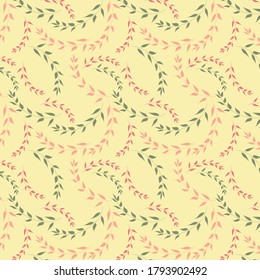 Vector seamless pattern with branches isolated on pink ochra. Design for wallpaper, textile, fabric, poster, wrapping, scrapbooking
