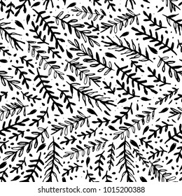 Vector seamless pattern with branches and leaves for your design