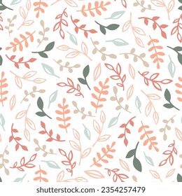 Vector seamless pattern with branches and leaves. Perfect for card, textile, tags, invitation, printing, wrapping.