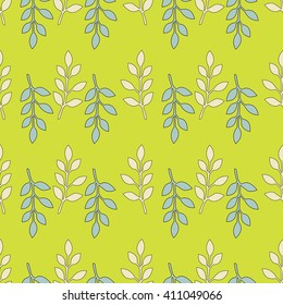 Vector seamless pattern with branches of leaves