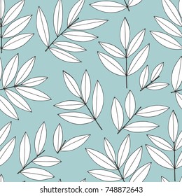 Vector seamless pattern with branches on a turquoise background. Drawing for printing, design of wallpaper, textiles and other surfaces