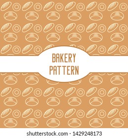 Vector seamless pattern of bread and bakery products. Baked goods background. Flat illustration.