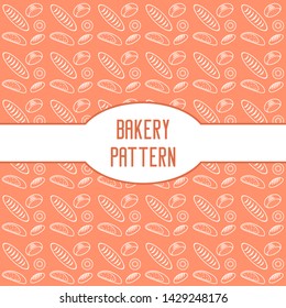 Vector seamless pattern of bread and bakery products. Baked goods background. Flat illustration.