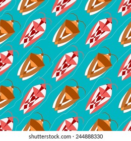 Vector seamless pattern with bright bugs on a turquoise background