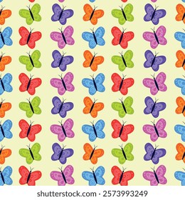 Vector seamless pattern with bright butterflies. Beautiful bright butterflies. Background for fabrics, textiles, prints and invitations. Vector illustration