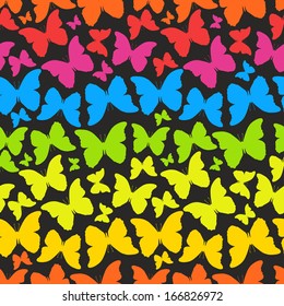 Vector seamless pattern with bright colorful butterflies