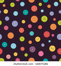 Vector seamless pattern. Bright colors buttons on dark background. Ideal for textile, wallpaper, wrapping, web pages, etc.