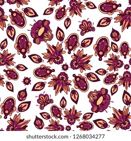 Vector seamless pattern with bright flowers