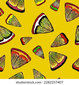  vector seamless pattern bright psychedelic lemon slices