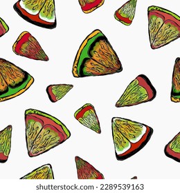 vector seamless pattern bright psychedelic lemon slices