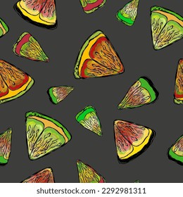vector seamless pattern bright psychedelic lemon slices	
